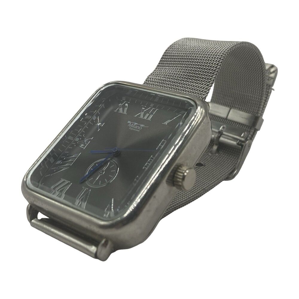 Milano Expressions Mesh Band Men's Silver Tone Watch 4970 Needs Battery